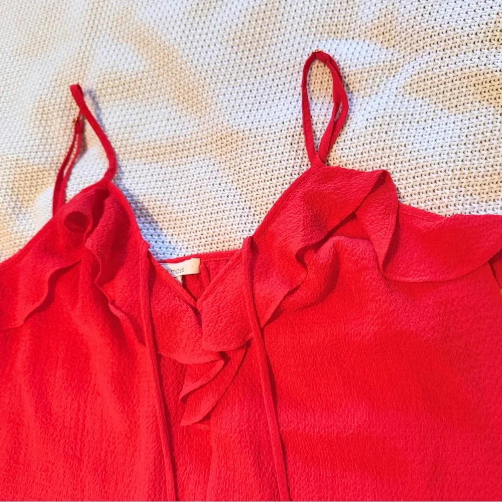 ELLA MOSS Scarlet Red Ruffle Tank Top - Sleeveless Blouse - Picture 6 of 10